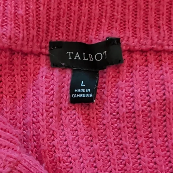 Talbots Bright Pink Ribbed Knit Sweater - Picture 2 of 9
